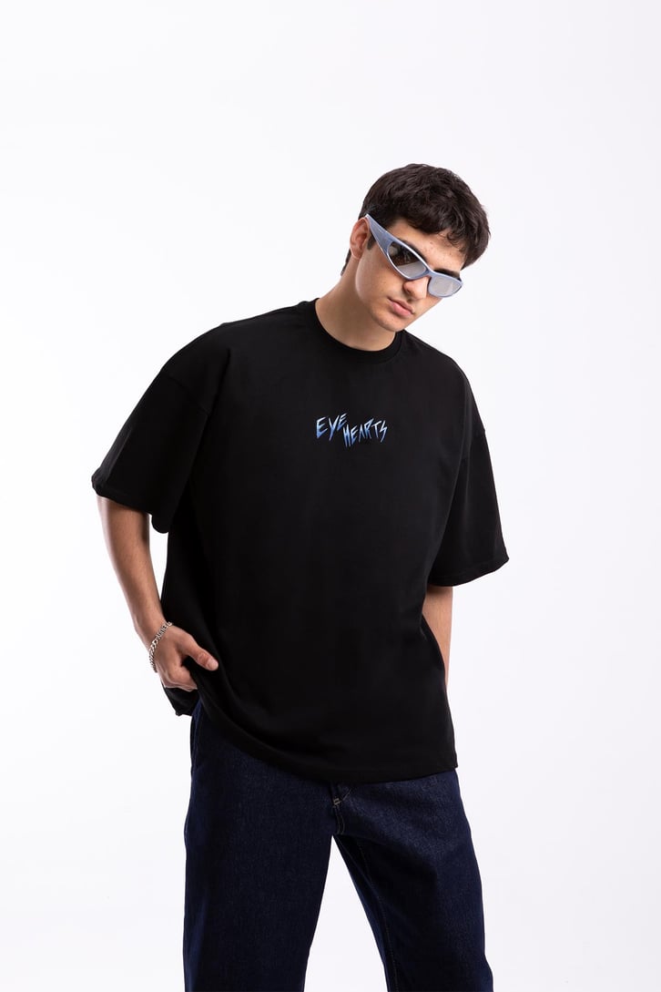 Eye Hearts Baskılı Oversize Tshirt