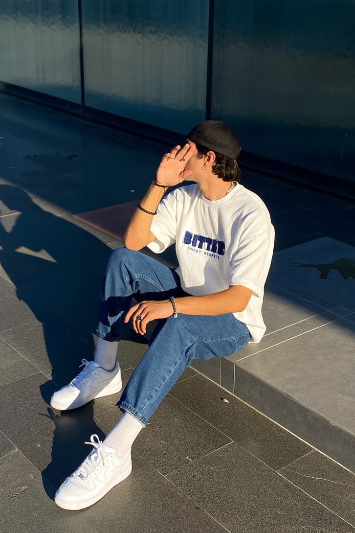 Facts Nakışlı Siyah Oversize Tshirt