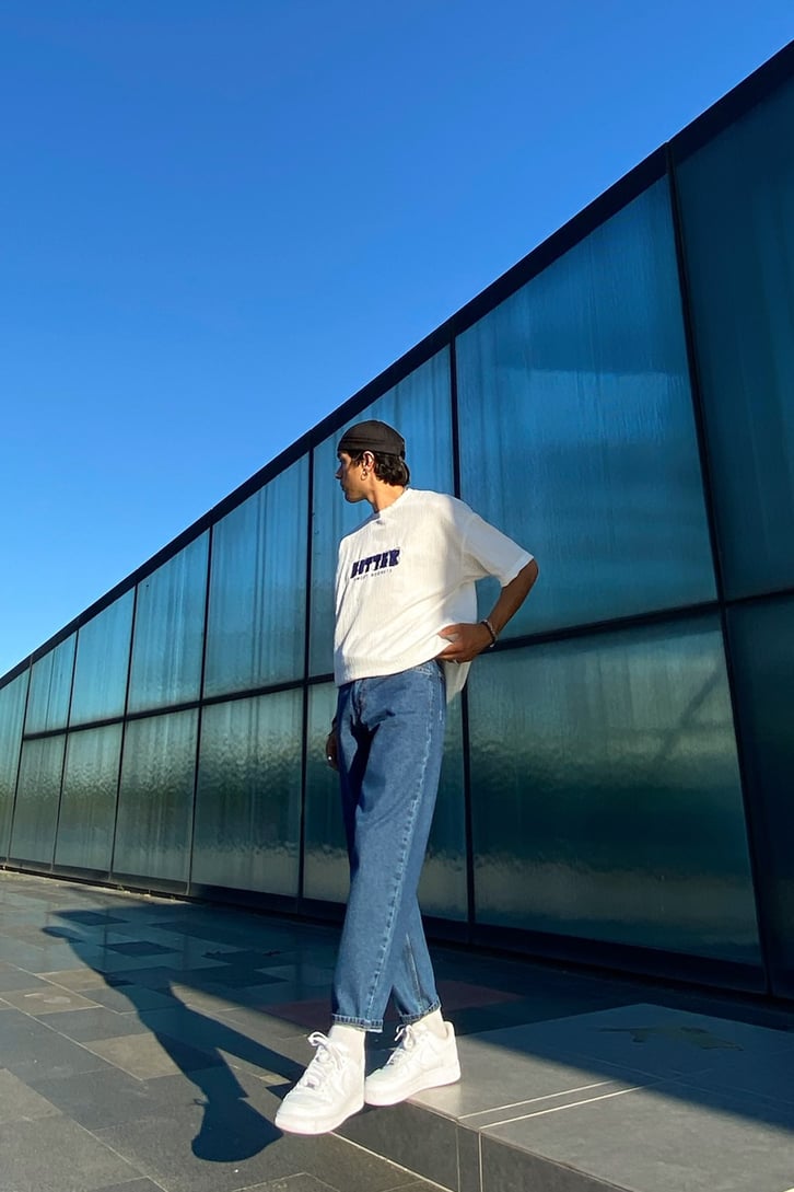 Facts Nakışlı Siyah Oversize Tshirt