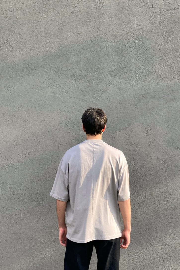 Fade To Black Printed Oversize  Grey Tshirt