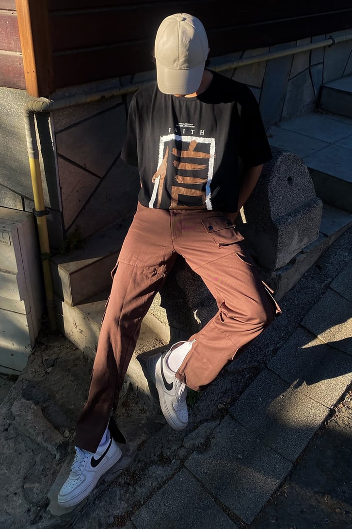 Faith Baskılı Siyah Oversize Tshirt