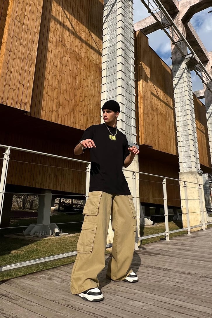 FBI Baskılı Siyah Oversize Tshirt