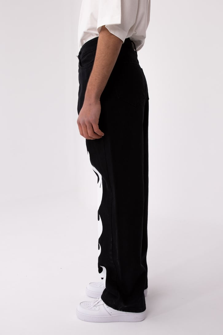 FC1 Blaze Black Printed Baggy Jean