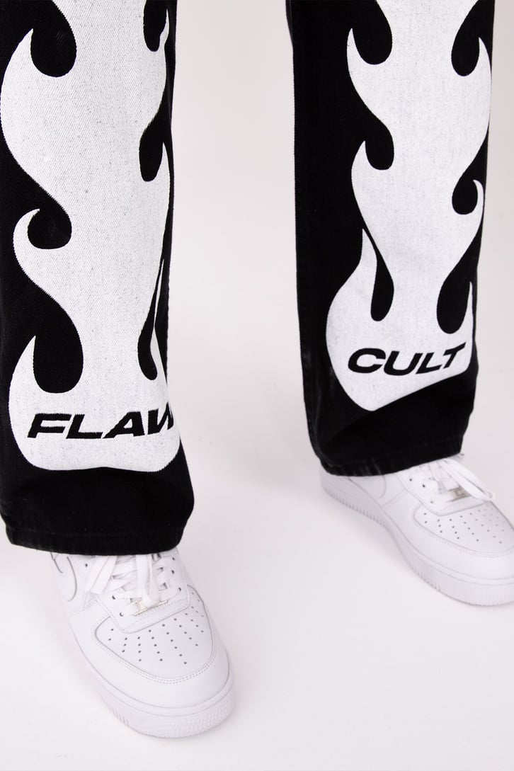 FC1 Blaze Black Printed Baggy Jean
