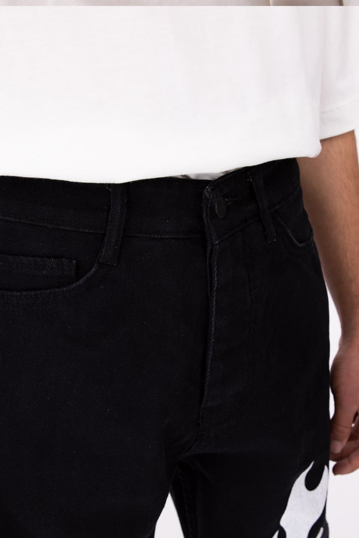 FC1 Blaze Black Printed Baggy Jean