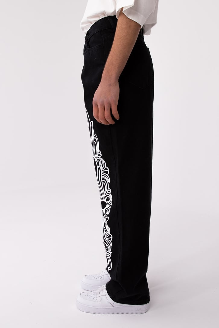 FC1 Ethnic Black Printed Baggy Jean
