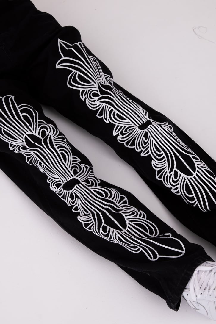 FC1 Ethnic Black Printed Baggy Jean