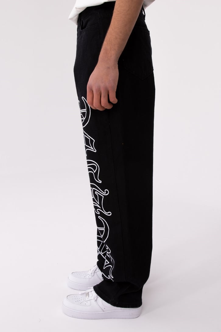 FC1 Gothic Black Printed Baggy Jean