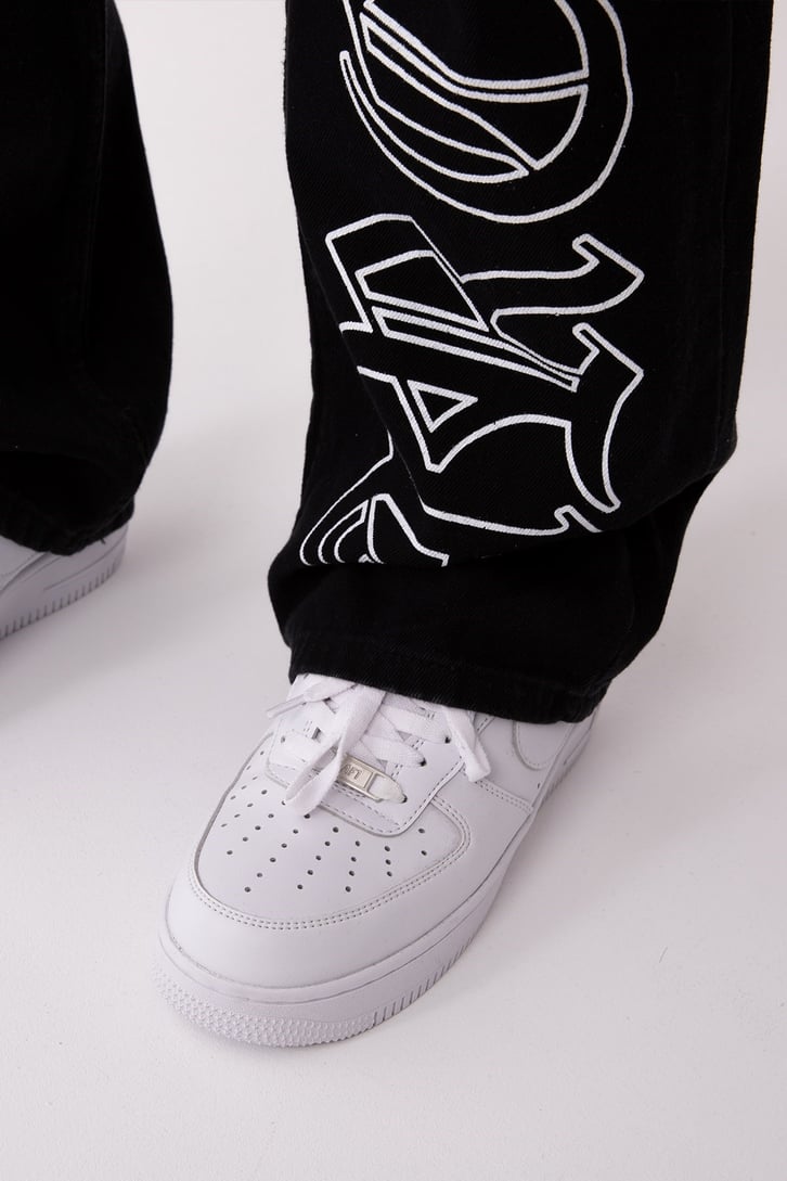 FC1 Gothic Black Printed Baggy Jean