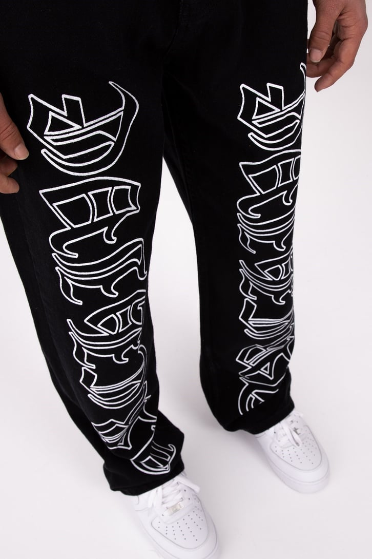 FC1 Gothic Black Printed Baggy Jean
