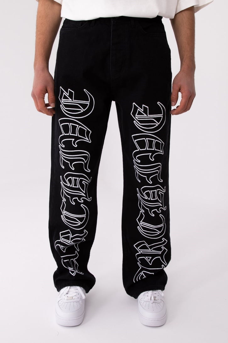 FC1 Gothic Black Printed Baggy Jean