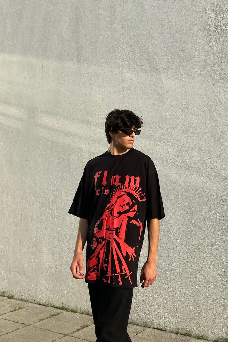 FC1 Origins Black Oversize Printed Tee