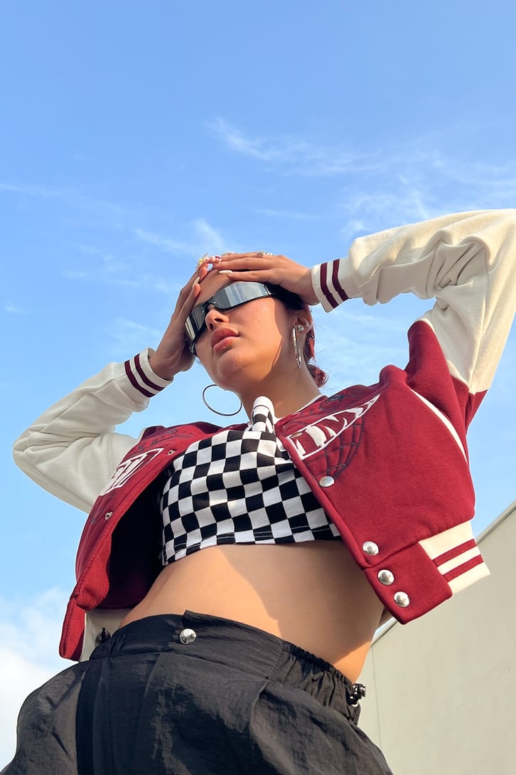 Femme Nakışlı Bordo Kolej Ceket
