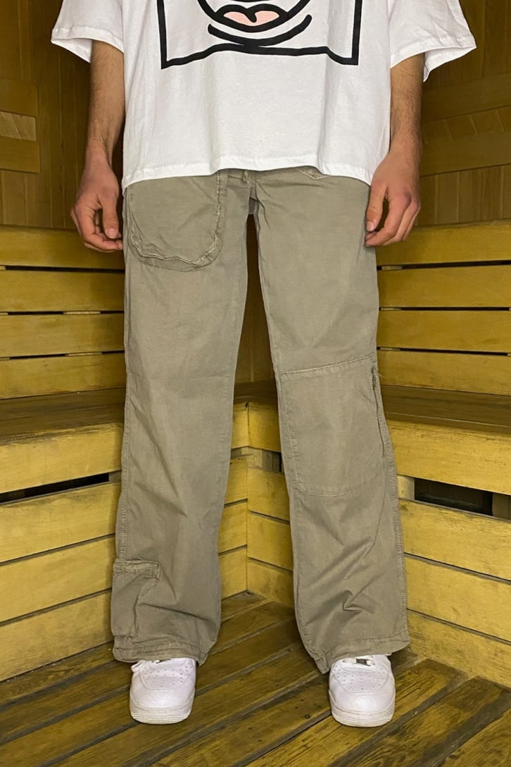 Fermuar Cep Olive Baggy Pant