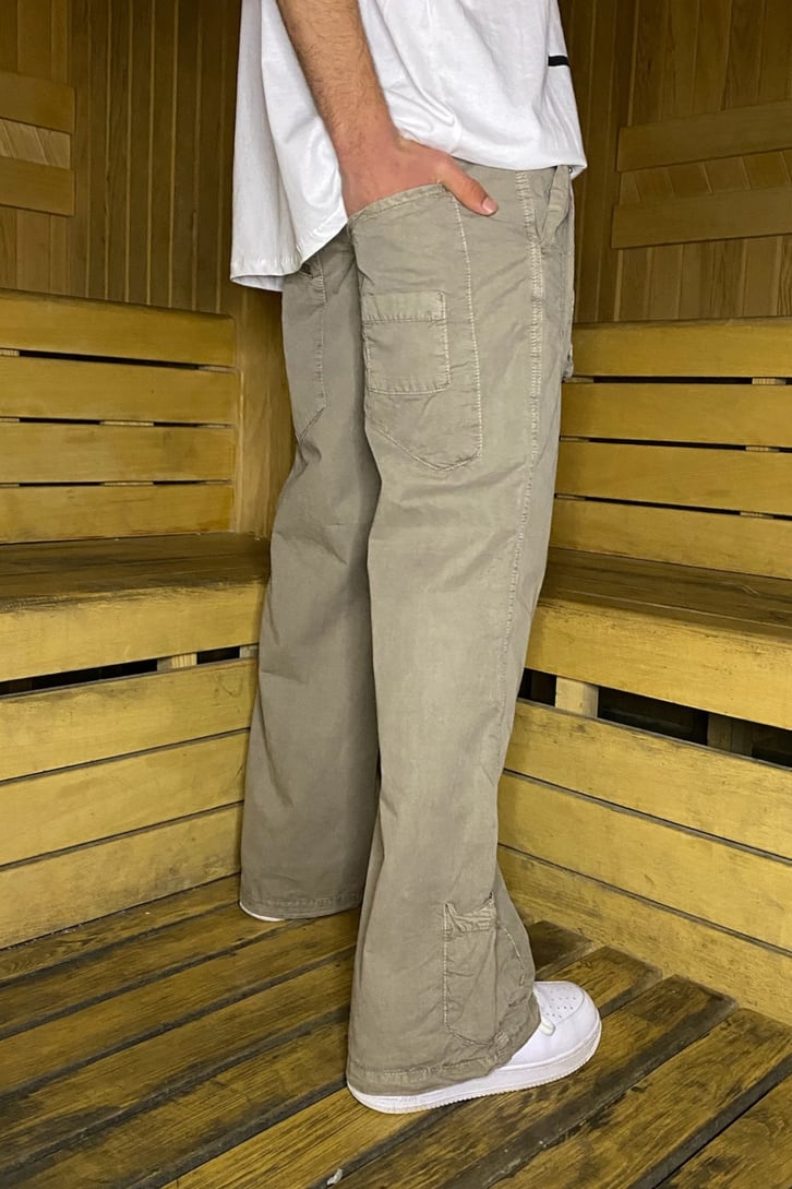 Fermuar Cep Olive Baggy Pant