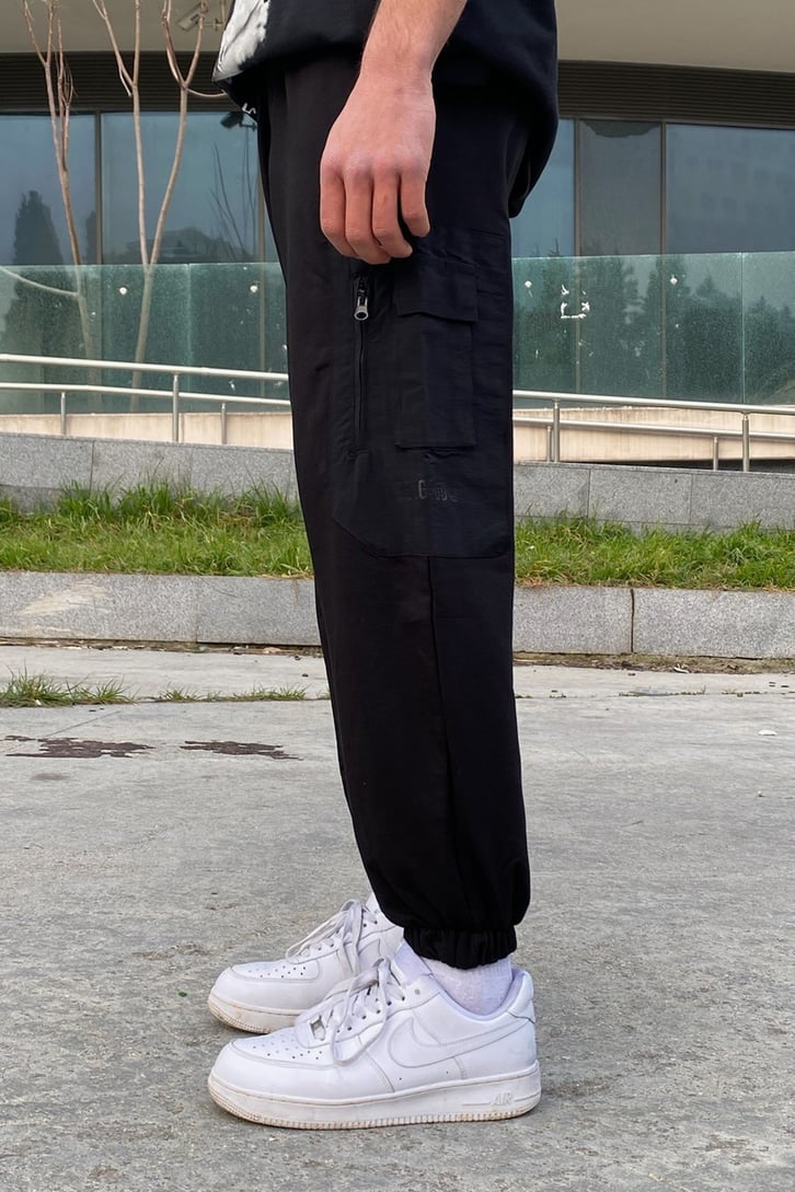 Fermuar Cep Siyah Oversize Jogger Pant