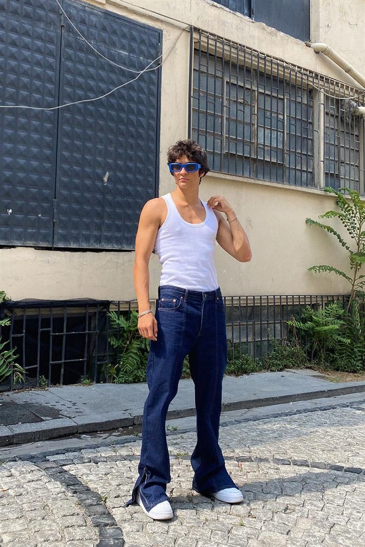 Fermuar Detaylı Kot Mavisi Baggy Jean