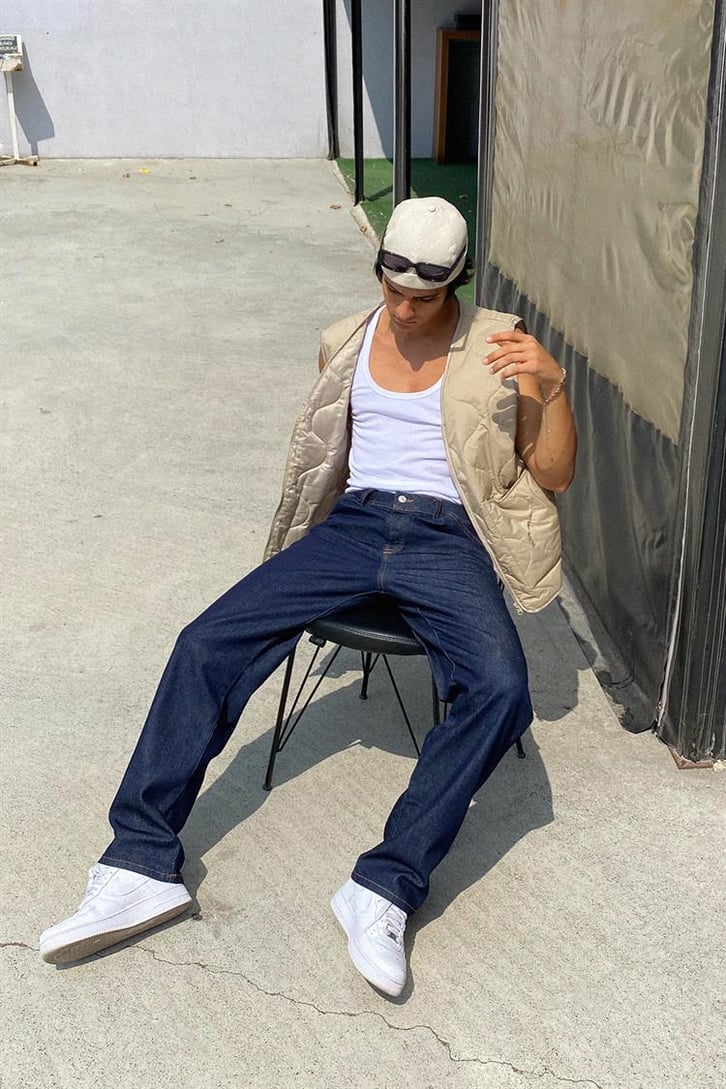 Fermuar Detaylı Kot Mavisi Baggy Jean