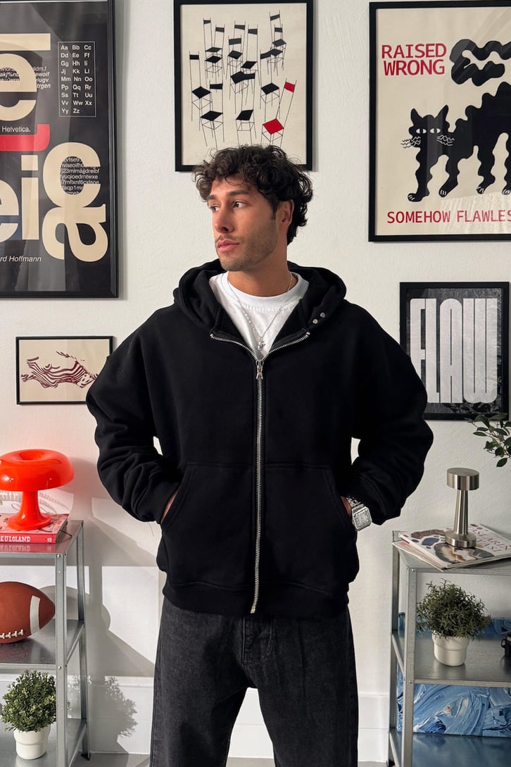 Fermuarlı Basic Hoodie