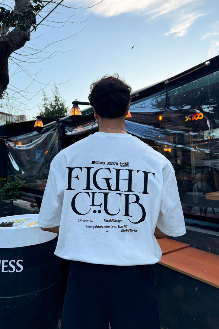Fight Club Baskılı Oversize Tişört