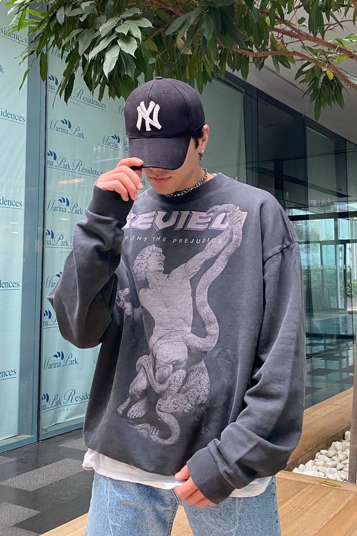 Fight to Prejudice Oversize Washed Sweatshirt