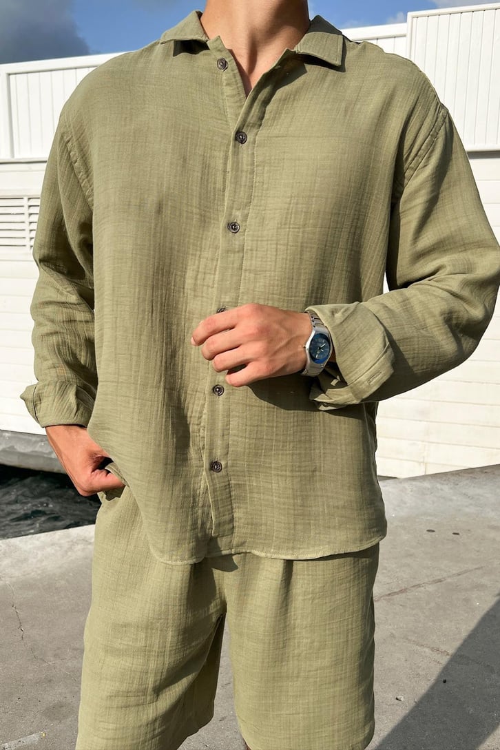 Finest Basic Keten Oversize Gömlek