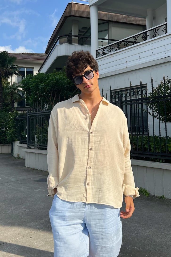 Finest Basic Keten Oversize Gömlek