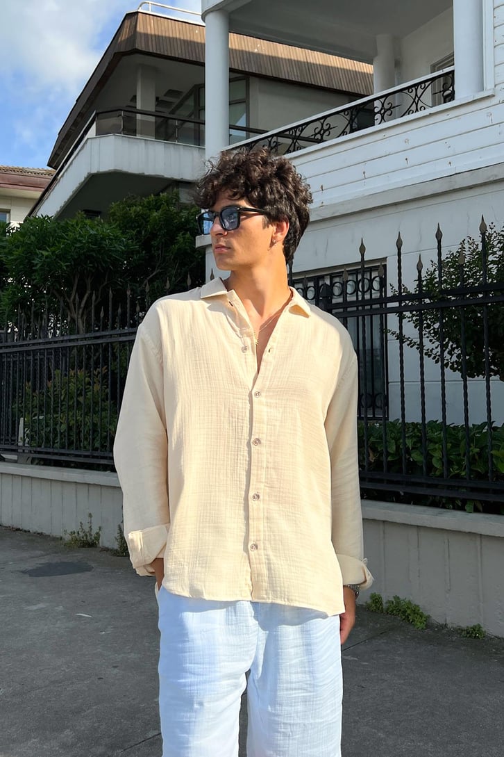 Finest Basic Keten Oversize Gömlek