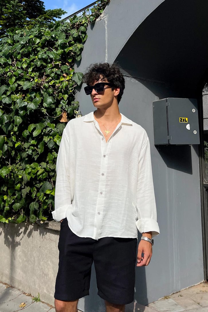 Finest Basic Keten Oversize Gömlek