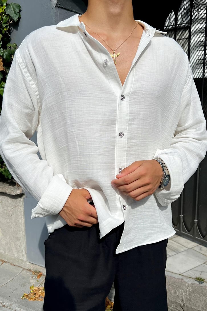 Finest Basic Keten Oversize Gömlek