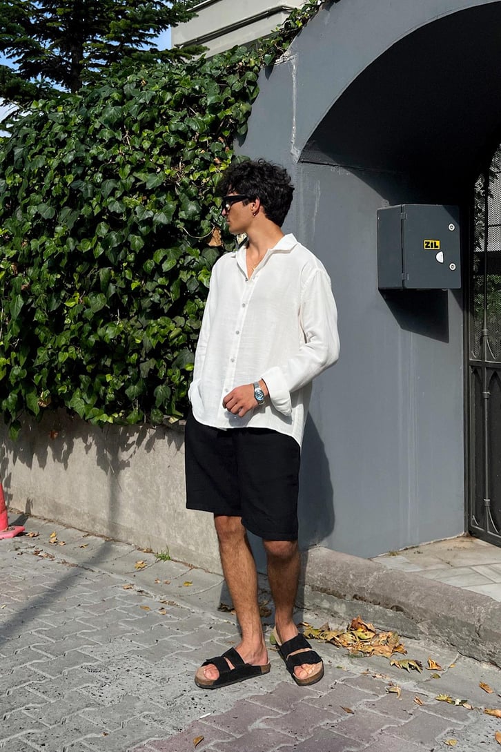 Finest Basic Keten Oversize Gömlek