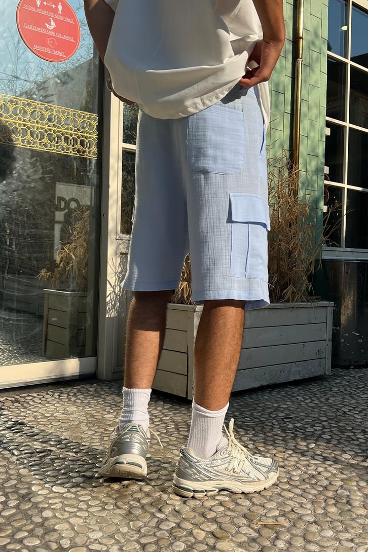Finest Kargo Cepli Keten Şort