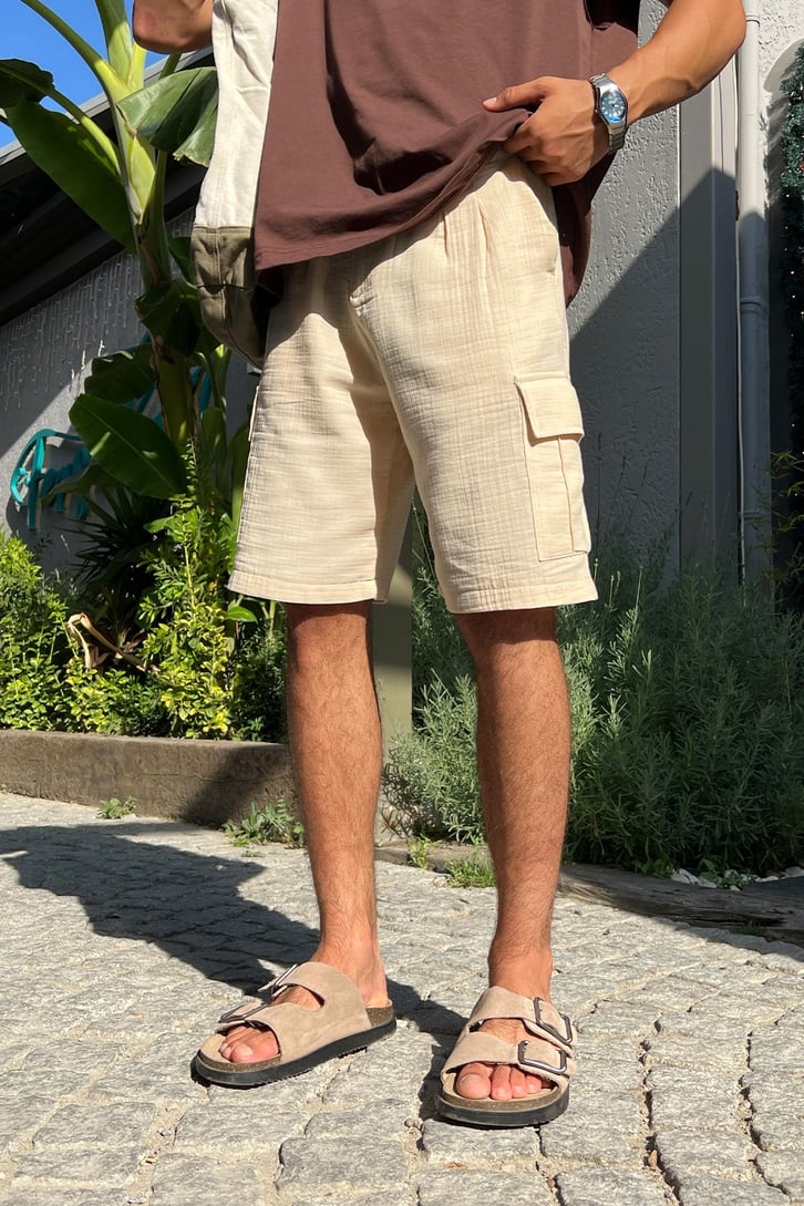 Finest Kargo Cepli Keten Şort