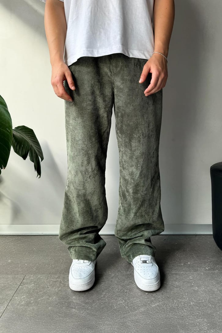 Fitilli Kadife Arka Cep Detay Baggy Pantolon
