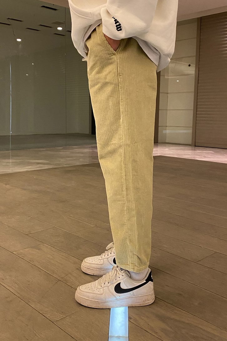 Fitilli Kadife Beige Mom Fit Pant