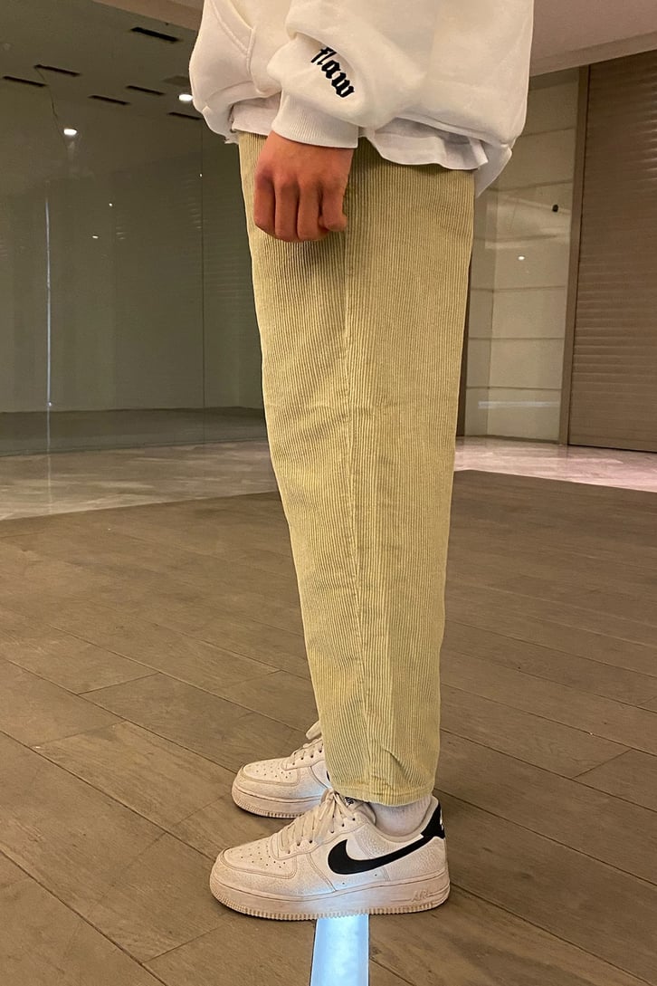 Fitilli Kadife Beige Mom Fit Pant