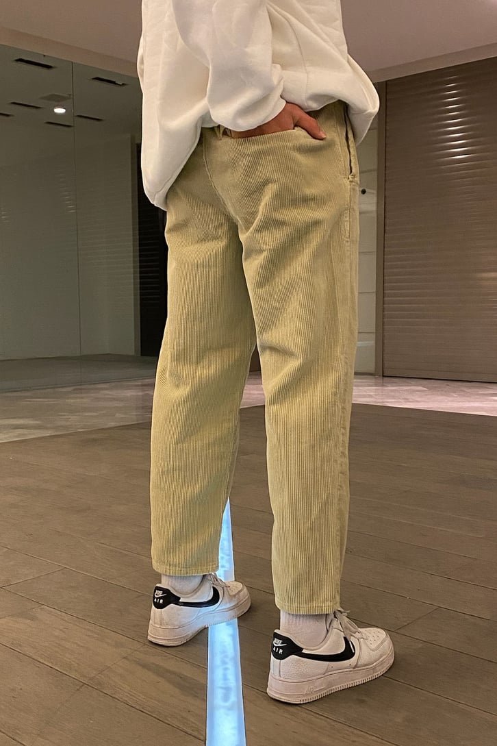 Fitilli Kadife Beige Mom Fit Pant