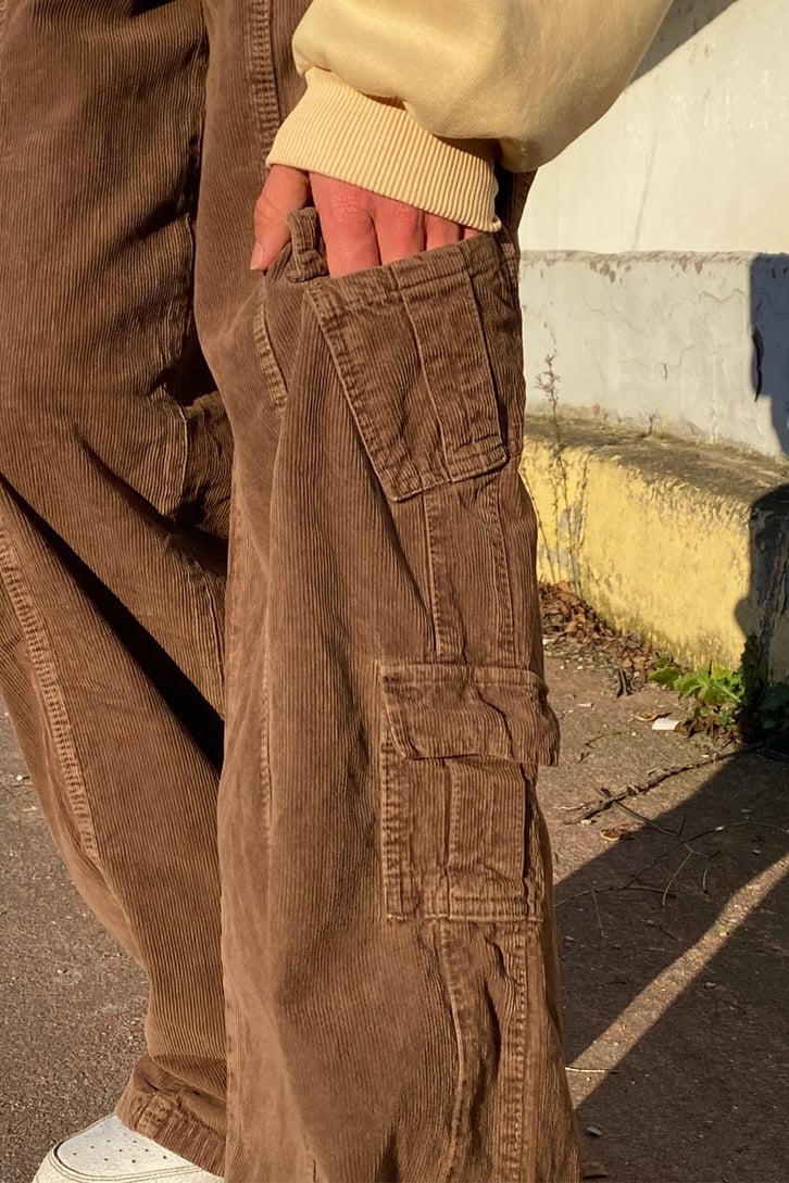 Fitilli Kadife Extra Baggy Fit Dark Brown Pants