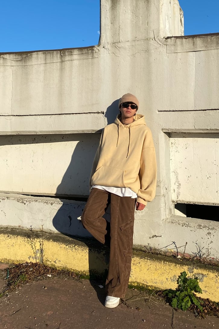Fitilli Kadife Extra Baggy Fit Dark Brown Pants