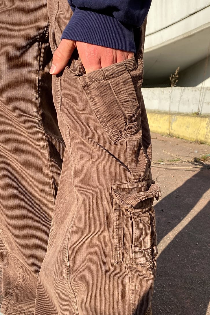Fitilli Kadife Extra Baggy Fit Soft Brown Pants