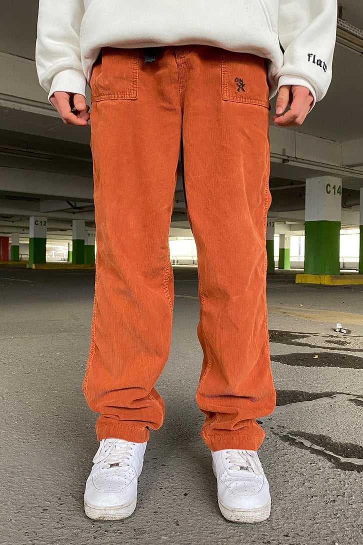Fitilli Kadife Nakış Detay Premium Turuncu Losse Fit Pant