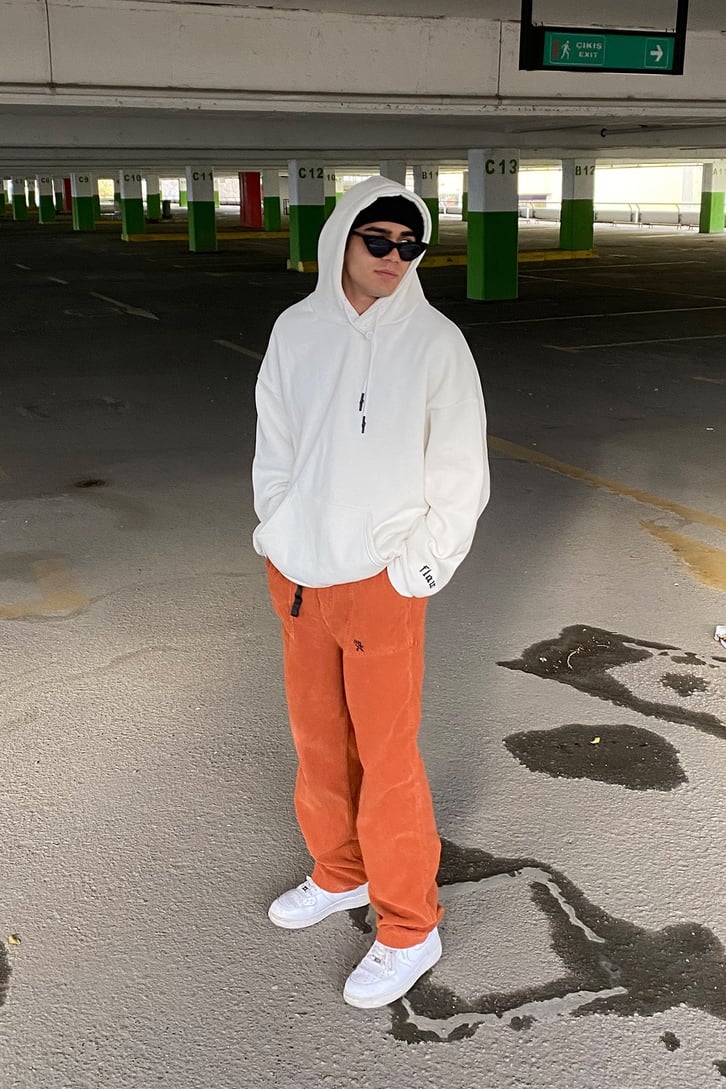 Fitilli Kadife Nakış Detay Premium Turuncu Losse Fit Pant