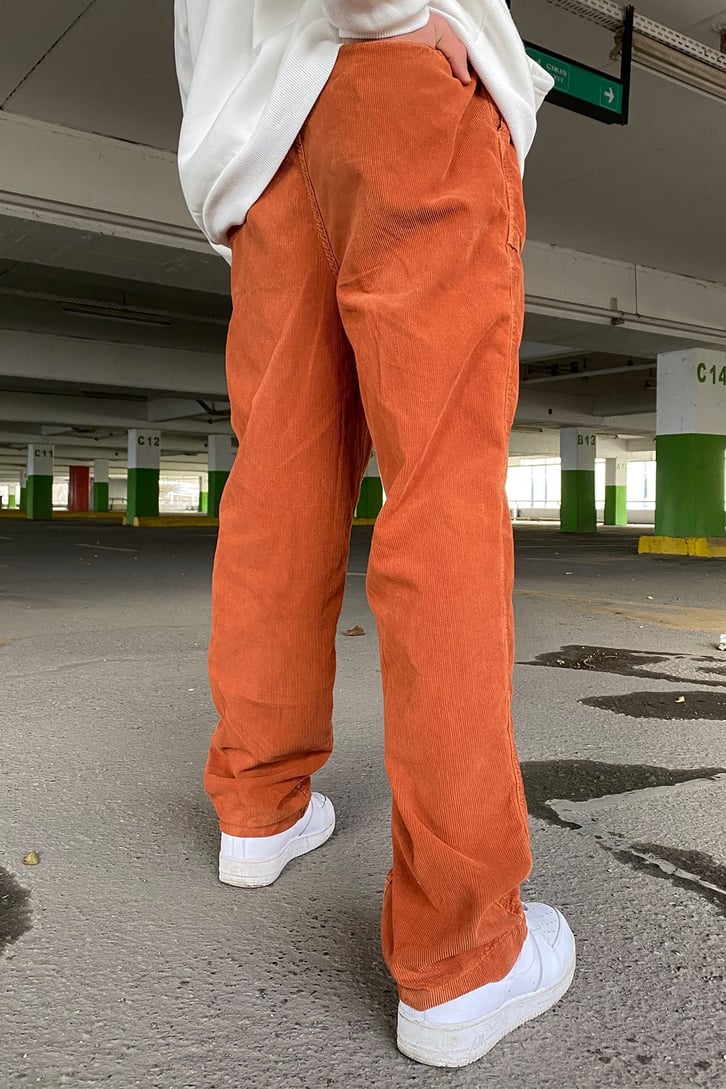 Fitilli Kadife Nakış Detay Premium Turuncu Losse Fit Pant