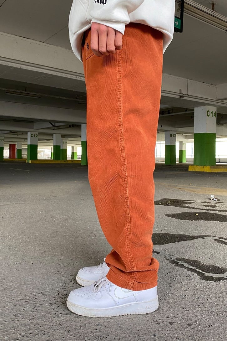 Fitilli Kadife Nakış Detay Premium Turuncu Losse Fit Pant
