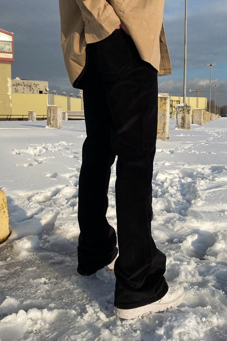 Fitilli Kadife Siyah Palazzo Pants