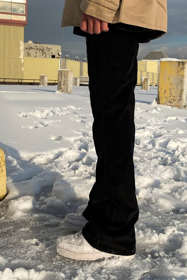 Fitilli Kadife Siyah Palazzo Pants