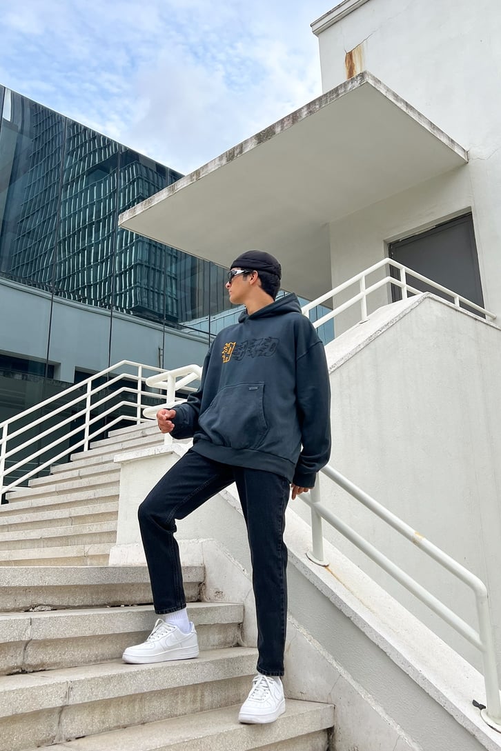 Flame A-B-C-D Baskılı Oversize Sweathirt