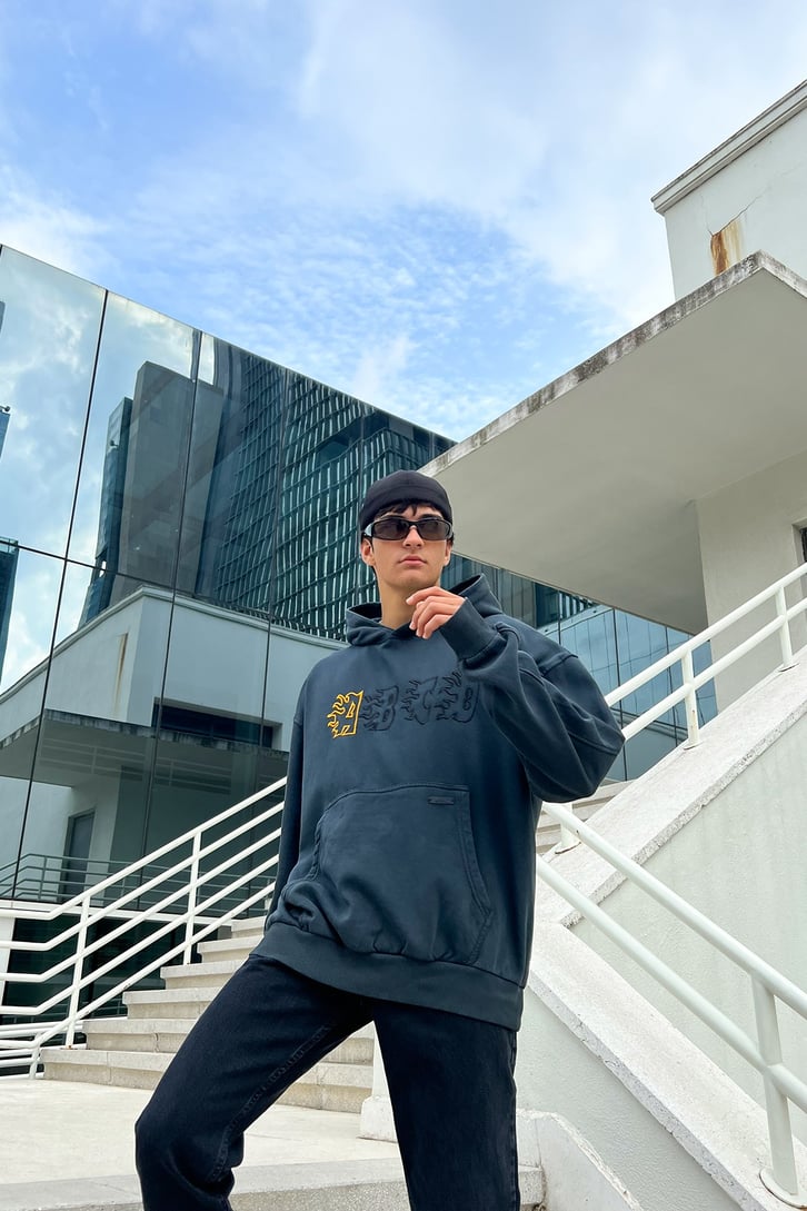 Flame A-B-C-D Baskılı Oversize Sweathirt