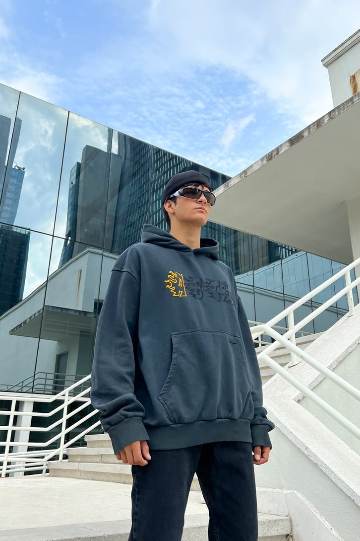 Flame A-B-C-D Baskılı Oversize Sweathirt