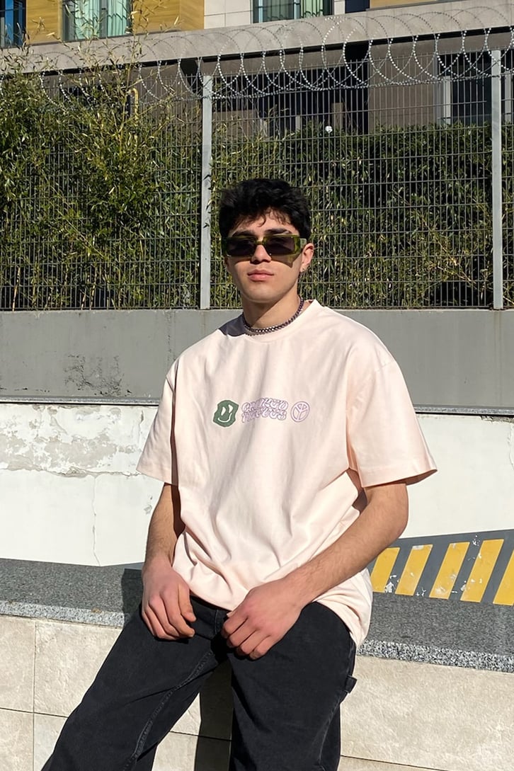 Flame Herb Oversize Printed Cream Tshirt